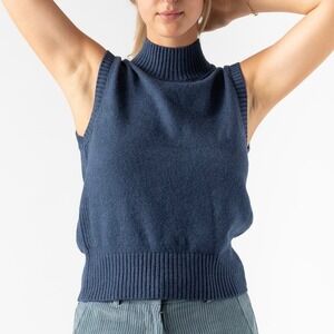 Alex Mill Sleeveless Turtleneck Sweater Vest - Navy Blue